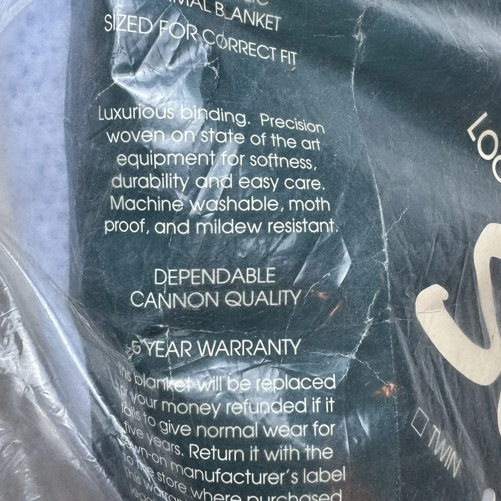 Cannon Siesta Blue Loom Woven Thermal Blanket Satin Trim 72X90 Twin/Full Knit
